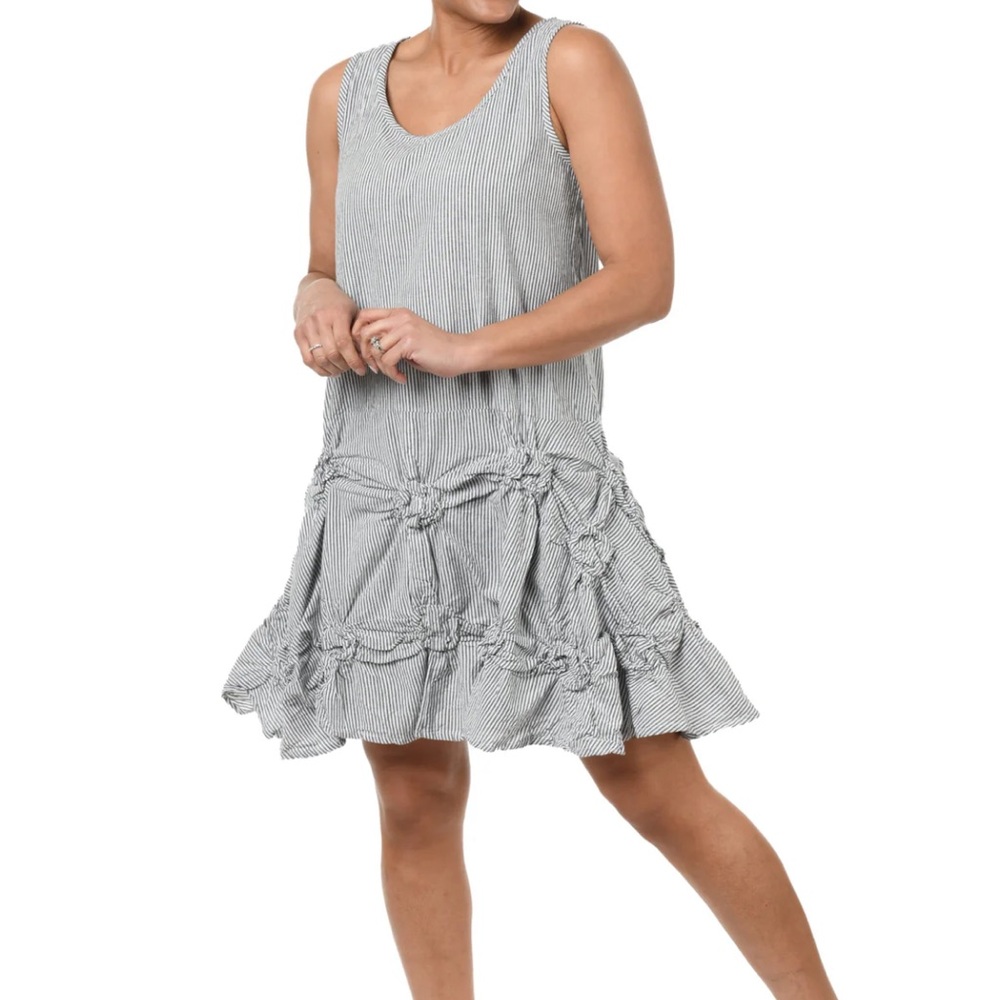 Tulip Matilda Tunic Dress Runway Winner 2021 Ticking Stripes Florets Size Large